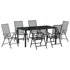 vidaXL Garden Dining Set Folding 7 pcs Anthracite Steel