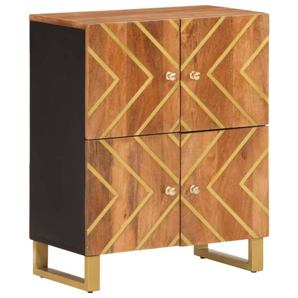 vidaXL Side Cabinet Brown and black Solid mango wood, MDF, iron