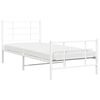 vidaXL Metal Bed Frame without Mattress with Footboard White 35.4"x78.7"