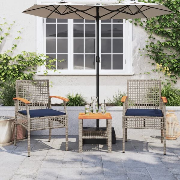 vidaXL Patio Bistro Set Grey PE Rattan Compact Removable Covers