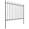 vidaXL Garden Fence with Hoop Top Steel 211.4"x59.1" Black