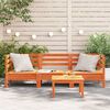 vidaXL Garden Sofa Wax Brown Solid Pine Wood 3-Seater Modular