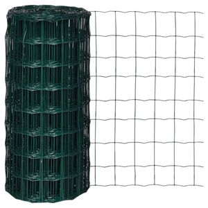 vidaXL Euro Fence Steel 32.8ftx2.6ft Green