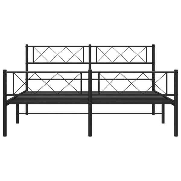 vidaXL Metal Bed Frame Black Powder-coated steel 55.1 x 74.8 in