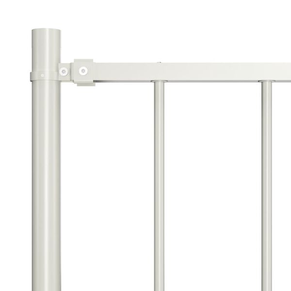 vidaXL Fence Panel with Posts Powder-coated Steel 5.9 ft x 3.3 ft White