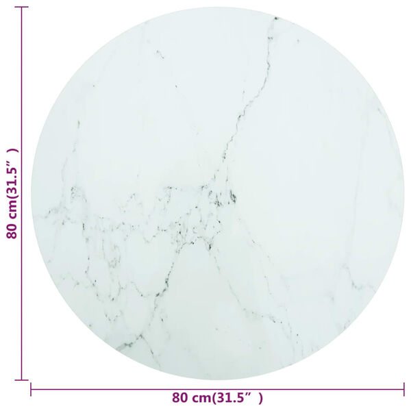 vidaXL Table Top White Tempered glass 31.5 in diameter Durable