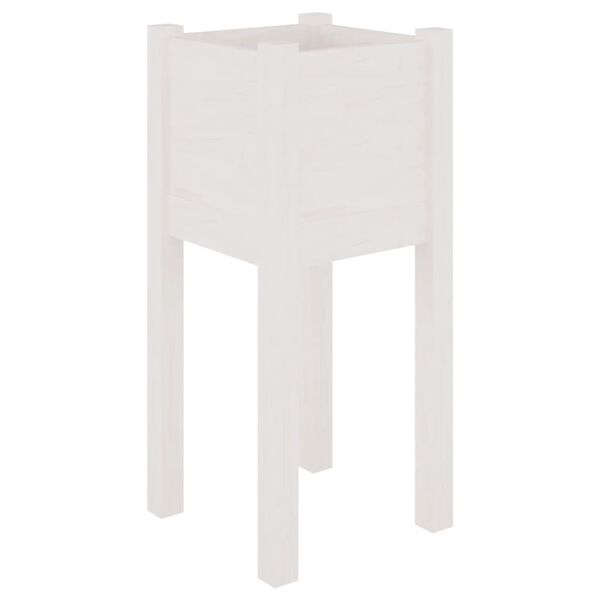 vidaXL Planter White Solid pinewood 12x12x27.6 in Durable Planter