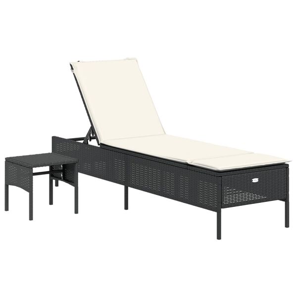 vidaXL Sun Lounger Set of 2 Black PE rattan Standard