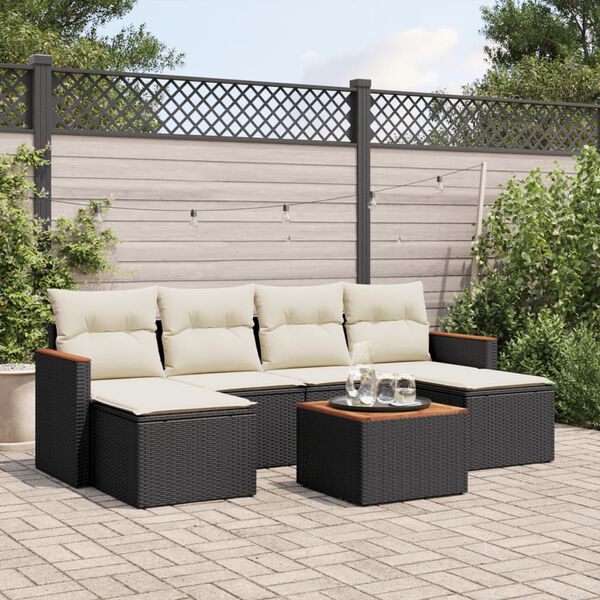 vidaXL Garden Sofa Set Black and cream white