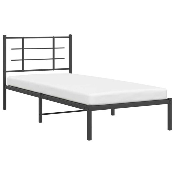 vidaXL Bed Frame Black Powder-Coated Steel Single Bed Frame