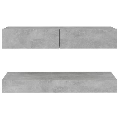 vidaXL TV Stand with LED Lights Concrete Gray 35.4"x13.8"