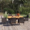 vidaXL Dining Set Brown and Cream White Solid Acacia wood, PE rattan Large