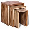vidaXL Side Table Set of 3 Various shades of teak Reclaimed teak