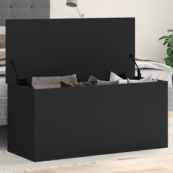 vidaXL Storage Box Black Engineered Wood Medium Storage Box