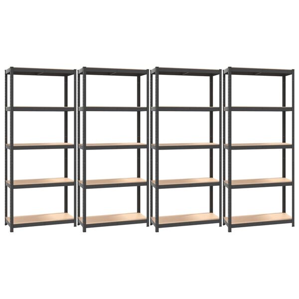 vidaXL 5-Layer Shelves 4 pcs Anthracite Steel&Engineered Wood