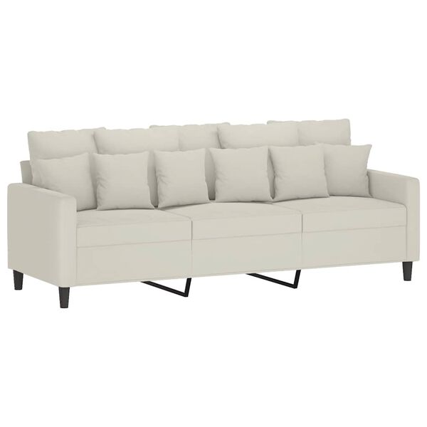 vidaXL 3-seater Sofa Cream Velvet (100% polyester), metal, foam 3-seater