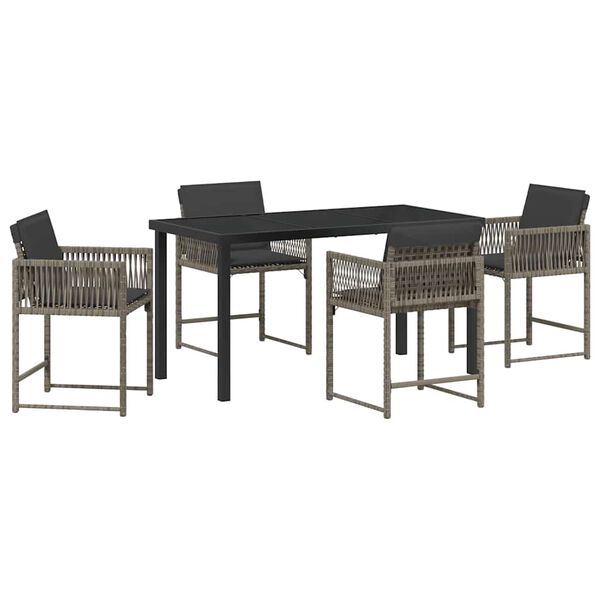 vidaXL Garden Dining Set 5 pcs Gray poly rattan