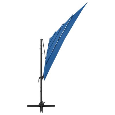 vidaXL 4-Tier Parasol with Aluminum Pole Azure Blue 98.4"x98.4"