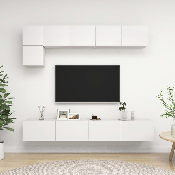 vidaXL TV Cabinet Set White Engineered wood Medium TV Cabinet Set