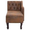 vidaXL Chaise Longue Antique brown Faux suede leather, wood Standard