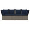 vidaXL Patio Sofa with Cushions Gray Poly Rattan