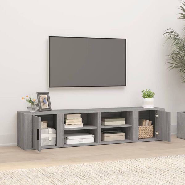 vidaXL TV Cabinet Set of 2 Grey Sonoma Engineered Wood Medium