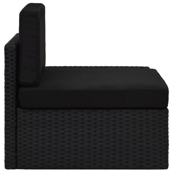 vidaXL Corner Sofa Black PE Rattan Standard Modular Corner Sofa