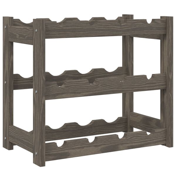 vidaXL Wine Rack for 12 Bottles Grey Solid Wood Pine