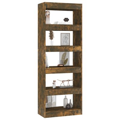 vidaXL Book Cabinet/Room Divider Smoked Oak 23.6"x11.8"x65.4" Engineered Wood