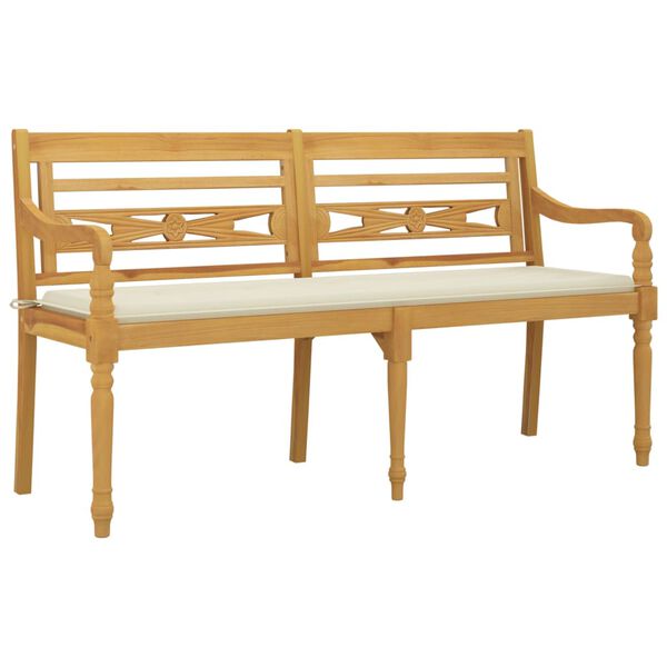 vidaXL Bench Solid Teak Wood, Polyester 59.1 in Durable Bench