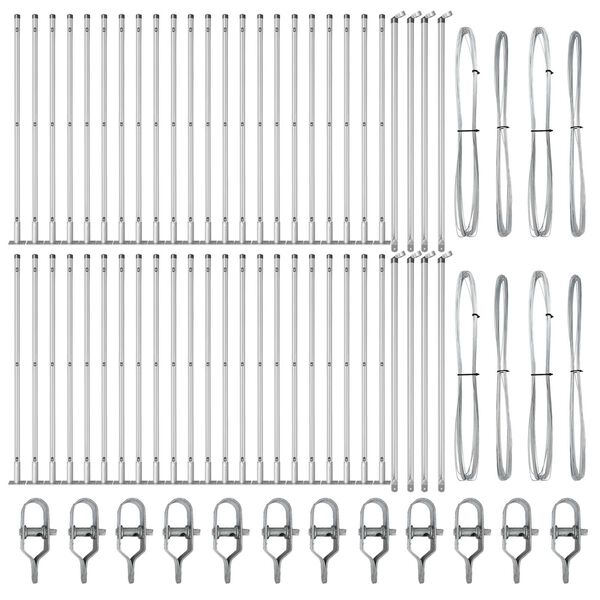 vidaXL Fence Post Other 52 pcs Grey 1.26 x 1.26 x 35.43 in Steel