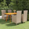 vidaXL Dining Set Beige Solid Acacia wood, PE rattan, Polyester cushioning