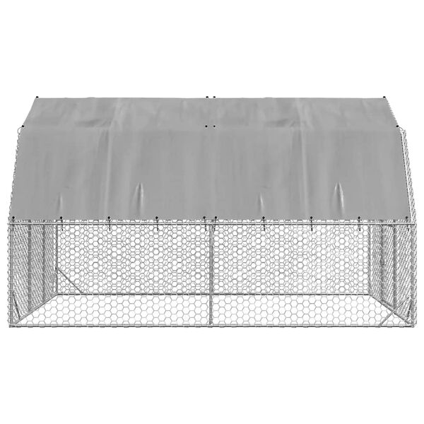 vidaXL Chicken Run Silver, Green Galvanized Steel, PE Large Durable
