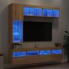 vidaXL 7 Piece TV Wall Stand Set with LED Lights Sonoma Oak