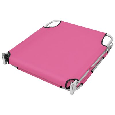 vidaXL Folding Sun Lounger with Head Cushion Steel Magento Pink