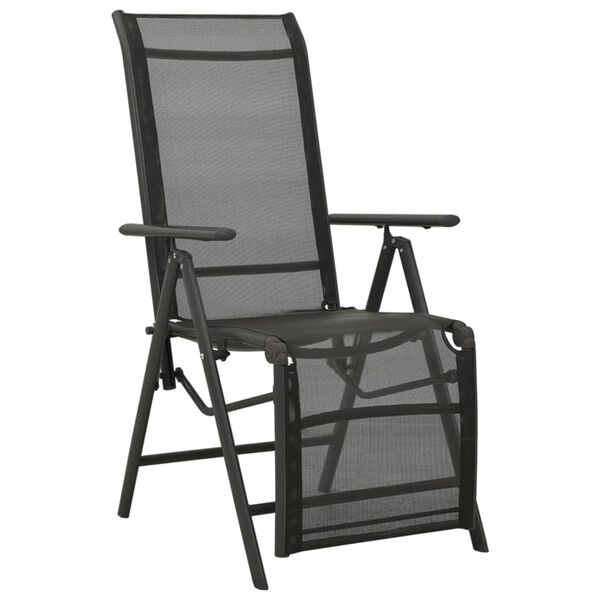vidaXL Garden Chair Set of 2 Black Powder-coated aluminum, textilene
