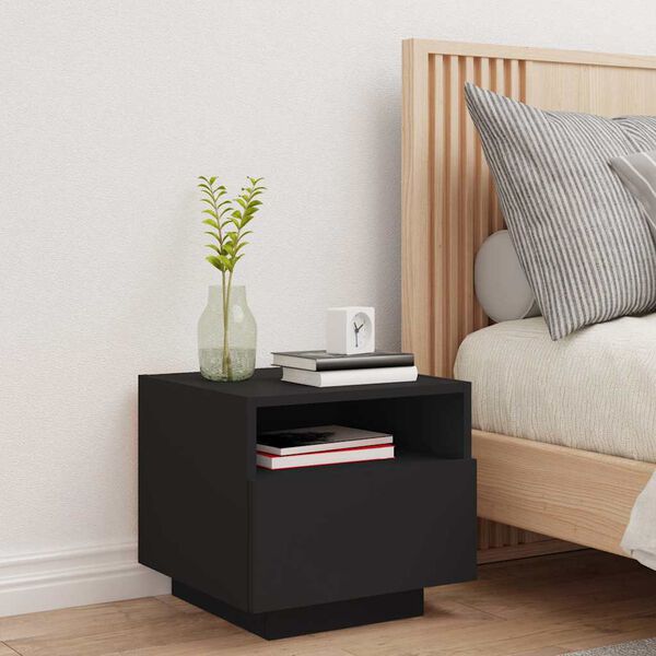 vidaXL Bedside Cabinet Black Engineered wood Compact Bedside Cabinet
