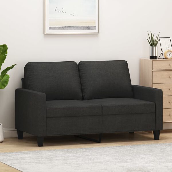 vidaXL 2-seater Sofa Black Fabric (100% polyester), metal frame, textilene