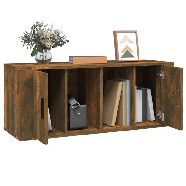 vidaXL TV Cabinet Smoked oak Engineered Wood 39.4 in × 13.8 in × 15.7 in