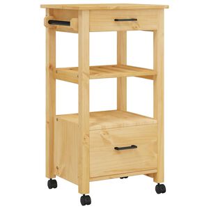 vidaXL Kitchen Trolley MONZA 18.9"x15.7"x34.8" Solid Wood Pine