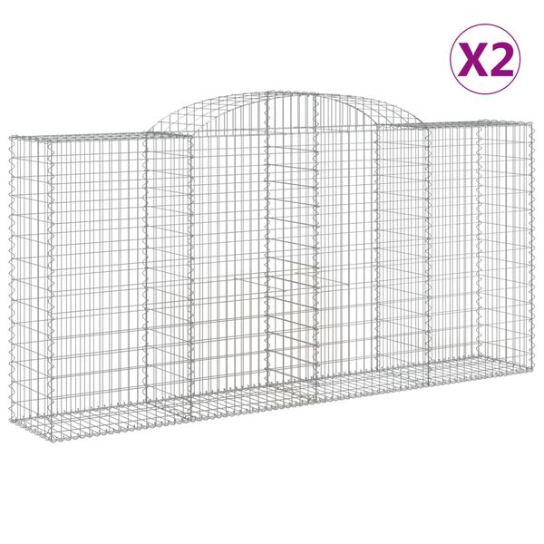 vidaXL Gabion Basket Set of 2 Silver Galvanized iron Extra Large