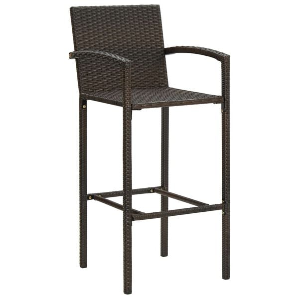 vidaXL Bar Stool Set of 4 Brown Synthetic rattan, powder-coated steel