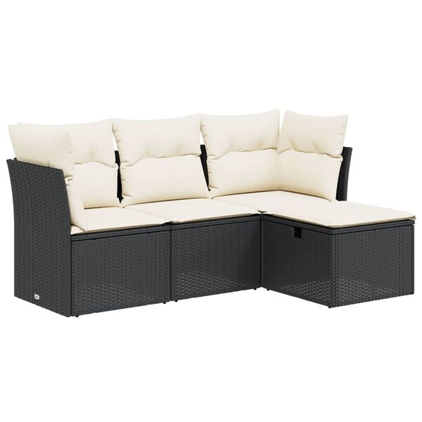 vidaXL Garden Sofa Set Black and Cream