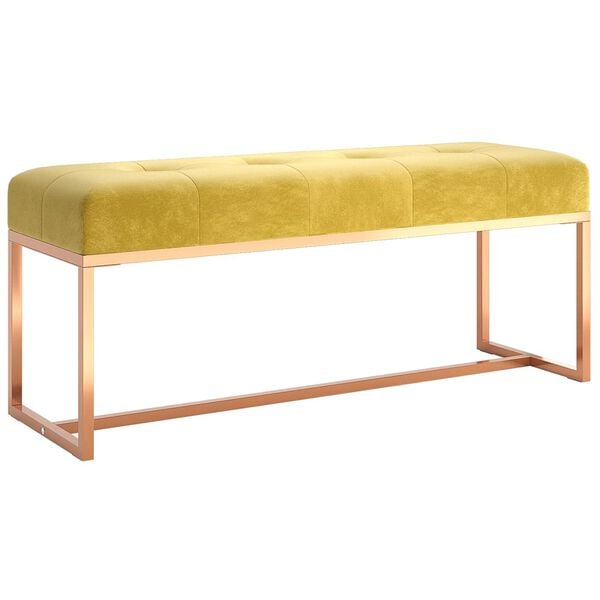 vidaXL Bench Mustard Yellow Velvet (100% polyester), metal, engineered wood