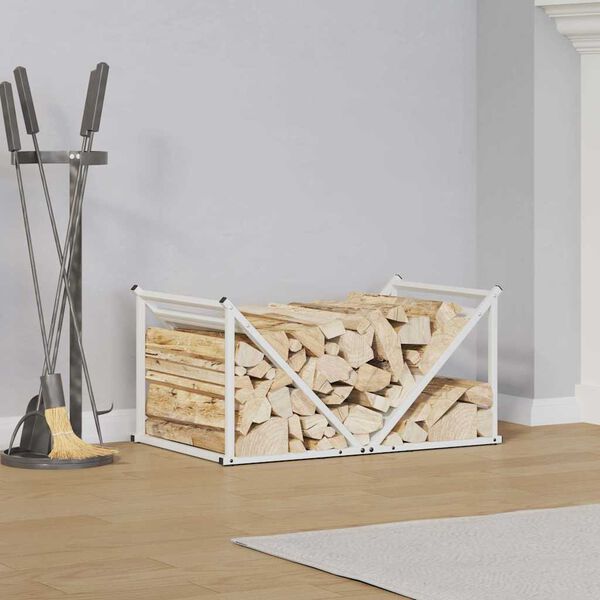 vidaXL Firewood Rack White 27.6x16.9x13.6" Cold-rolled steel