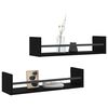 vidaXL Wall Shelf Set of 2 Black Engineered wood, Steel Large