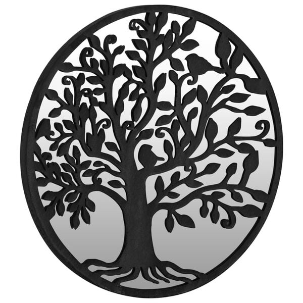 vidaXL Round Garden Mirror Black Iron, Glass 23.6 in Diameter