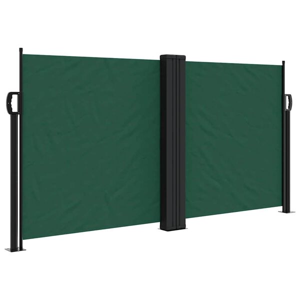vidaXL Retractable Side Awning Dark Green 100% polyester with PU coating