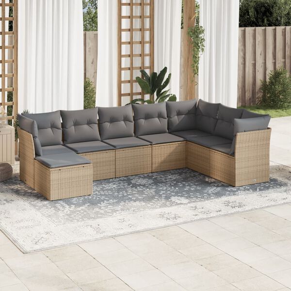 vidaXL Garden Sofa Set Beige, Light Grey