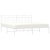 vidaXL Bed Frame White Powder-Coated Steel 72 x 84 in Bed Frame